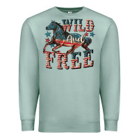 Seafoam Wild and free 4th of july Premium Sweatshirt - CowGirlArtShop