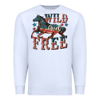 White Wild and free 4th of july Premium Sweatshirt - CowGirlArtShop