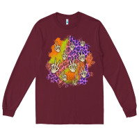 Burgundy halloween patch Long Sleeve Tee - BundleAndBundleShop