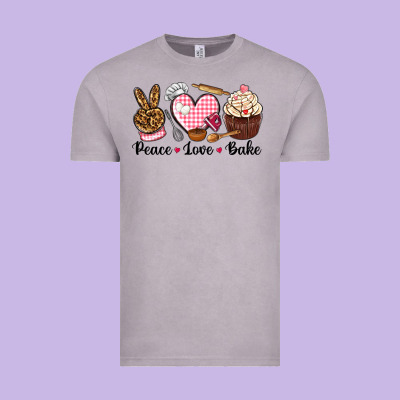 Peace Love Bake Vintage Tee Designed By Nancycooperartshop