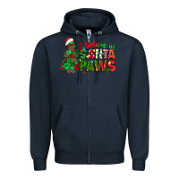 Navy i believe in santa paws Zipper Hoodie - texasbilliewilder