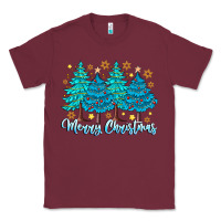Burgundy Merry Christmas Classic Tee - CowhideDigitalArt