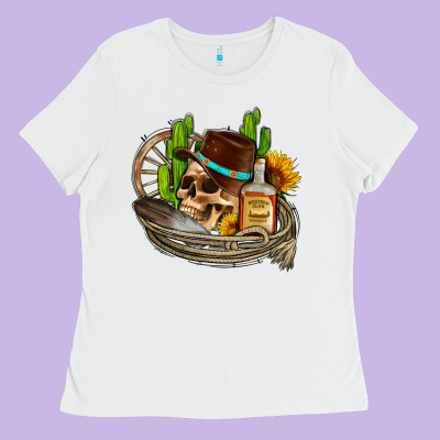 Cowboy Cactus  Sunflowers Whiskey Ladies Tee Designed By Adodesignshop