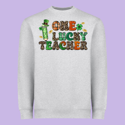 One Lucky Teacher Heavyweight Sweatshirt Designed By Lillyallendesigns