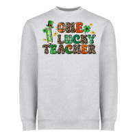 Heather Grey one lucky teacher Heavyweight Sweatshirt - LillyAllenDesigns
