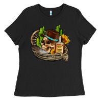Black cowboy cactus  sunflowers whiskey Ladies Tee - AdoDesignShop