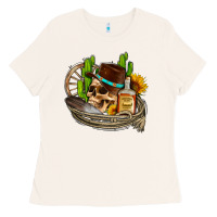 Bone cowboy cactus  sunflowers whiskey Ladies Tee - AdoDesignShop