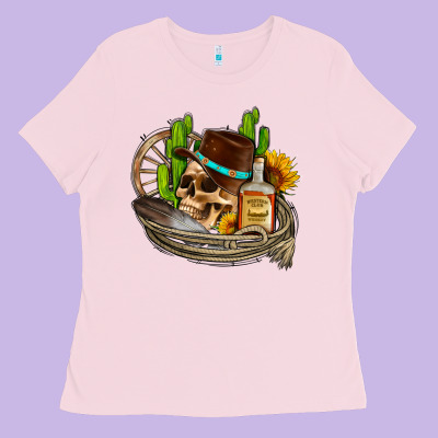 Cowboy Cactus  Sunflowers Whiskey Ladies Tee Designed By Adodesignshop