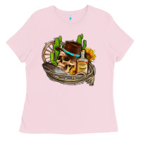Bubblegum Pink cowboy cactus  sunflowers whiskey Ladies Tee - AdoDesignShop