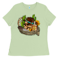 Matcha cowboy cactus  sunflowers whiskey Ladies Tee - AdoDesignShop