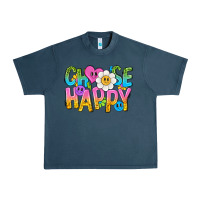 Midnight Navy choose happy with smile Urban Heavy Tee - NancyCooperArtShop