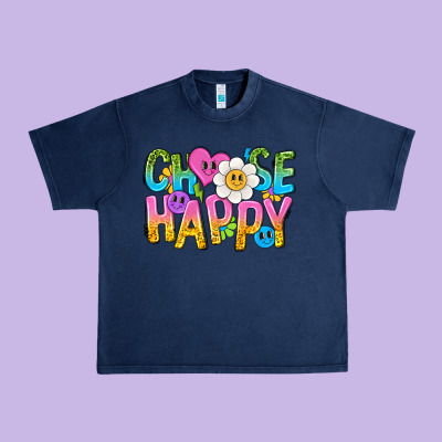Choose Happy With Smile Urban Heavy Tee Designed By Nancycooperartshop