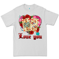 Dove Grey love you playing cards roses and pearls Premium Tee - AdoDesignShop