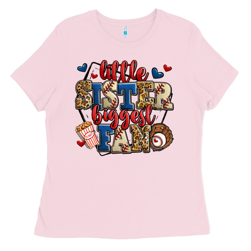 Little Sister Biggest Fan Baseball Ladies Tee by Jasminsmagicworld | Teevron