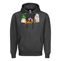 Charcoal Heather Halloween gnomes Zipper Hoodie - NancyCooperArtShop
