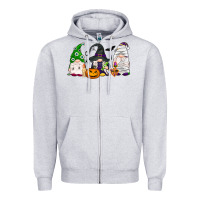 Heather Grey Halloween gnomes Zipper Hoodie - NancyCooperArtShop