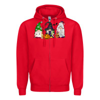 Red Halloween gnomes Zipper Hoodie - NancyCooperArtShop