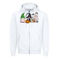 White Halloween gnomes Zipper Hoodie - NancyCooperArtShop