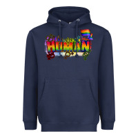 Navy We are all human Heavyweight Hoodie - CowGirlArtShop