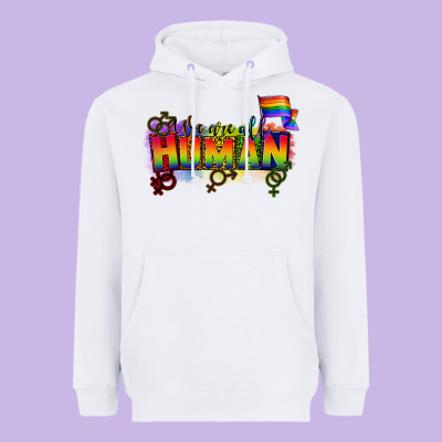 We Are All Human Heavyweight Hoodie Designed By Cowgirlartshop