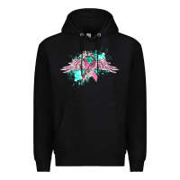 Black cancer ribbon with angel wings Premium Hoodie - CowGirlArtShop