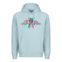 Blue Mist cancer ribbon with angel wings Premium Hoodie - CowGirlArtShop