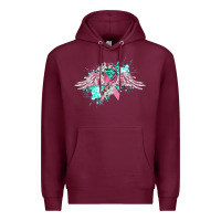 Burgundy cancer ribbon with angel wings Premium Hoodie - CowGirlArtShop