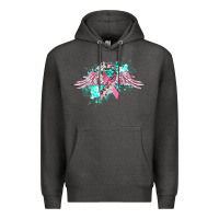 Charcoal Heather cancer ribbon with angel wings Premium Hoodie - CowGirlArtShop