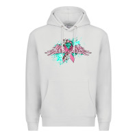 Dove Grey cancer ribbon with angel wings Premium Hoodie - CowGirlArtShop