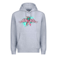 Heather Grey cancer ribbon with angel wings Premium Hoodie - CowGirlArtShop