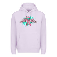 Lilac cancer ribbon with angel wings Premium Hoodie - CowGirlArtShop