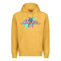 Mustard cancer ribbon with angel wings Premium Hoodie - CowGirlArtShop