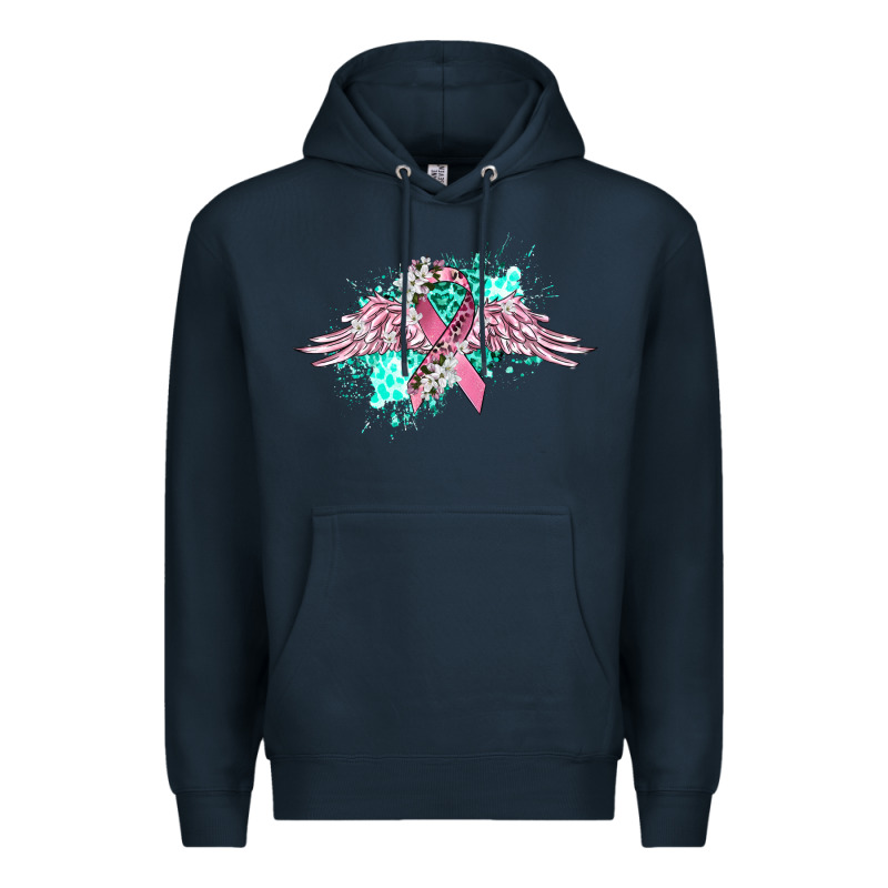 Cancer Ribbon With Angel Wings Premium Hoodie by CowGirlArtShop | Teevron