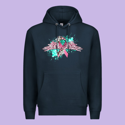 Cancer Ribbon With Angel Wings Premium Hoodie Designed By Cowgirlartshop