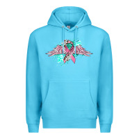 Ocean Blue cancer ribbon with angel wings Premium Hoodie - CowGirlArtShop