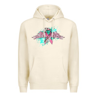 Tofu cancer ribbon with angel wings Premium Hoodie - CowGirlArtShop