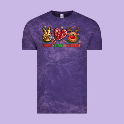 Peace Love Reindeer Christmas Vintage Tee Designed By Nancycooperartshop