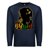 Navy Blessed black history Premium Sweatshirt - HowdyJamesFarm
