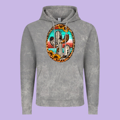 Cowhide Serape And Sunflower Cactus Vintage Hoodie Designed By Jasminsmagicworld