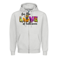 Dove Grey For the love of Halloween Zipper Hoodie - NancyCooperArtShop