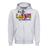 Heather Grey For the love of Halloween Zipper Hoodie - NancyCooperArtShop