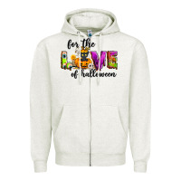 Oatmeal Heather For the love of Halloween Zipper Hoodie - NancyCooperArtShop