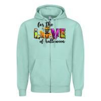 Seafoam For the love of Halloween Zipper Hoodie - NancyCooperArtShop