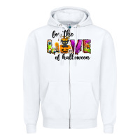 White For the love of Halloween Zipper Hoodie - NancyCooperArtShop