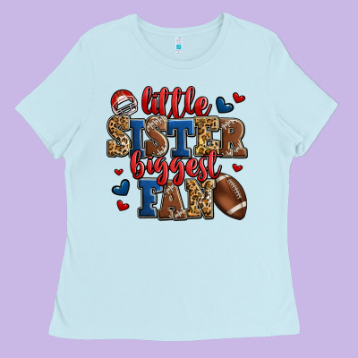 Little Sister Biggest Fan American Football Ladies Tee Designed By Jasminsmagicworld