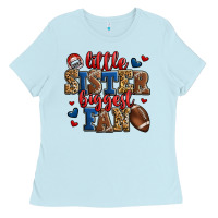 Baby Blue little sister biggest fan american football Ladies Tee - Jasminsmagicworld