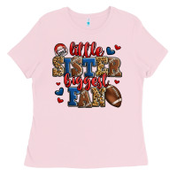 Bubblegum Pink little sister biggest fan american football Ladies Tee - Jasminsmagicworld