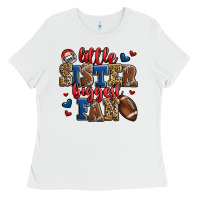 White little sister biggest fan american football Ladies Tee - Jasminsmagicworld