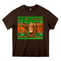 St Patricks Day Long Haired Cow Heavy Core Tee | Teevron