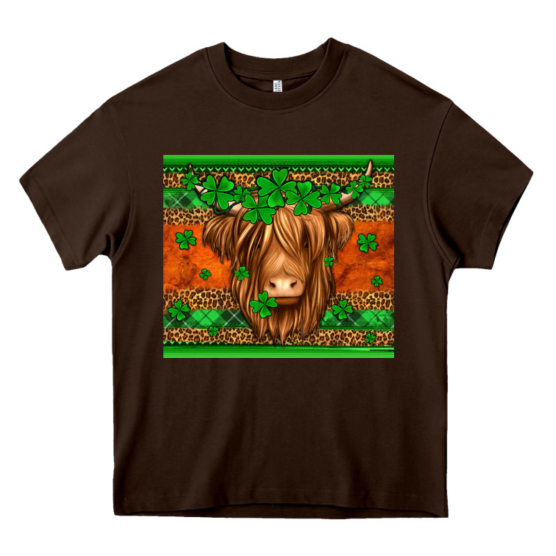 St Patricks Day Long Haired Cow Heavy Core Tee by Jasminsmagicworld | Teevron